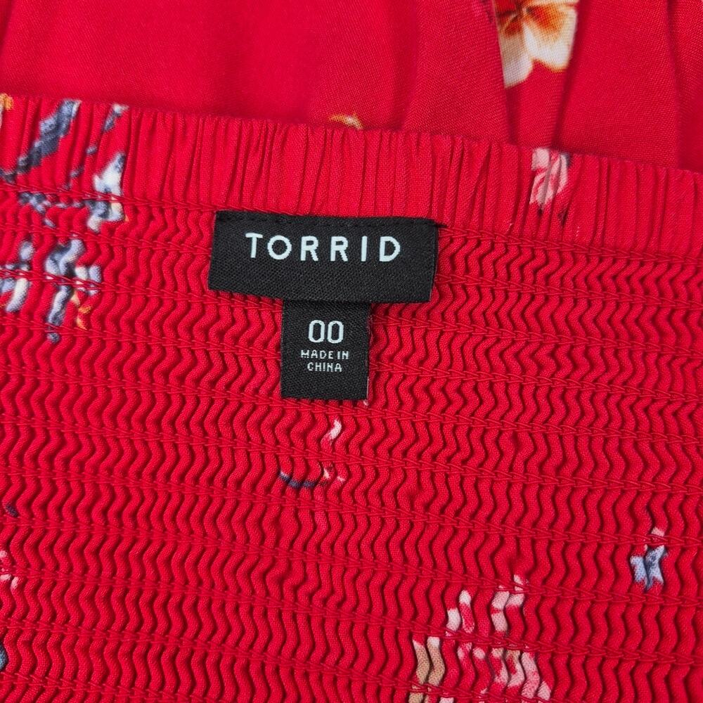 Torrid Red Floral Challis Tank Hi-Lo Skater Sundress Spaghetti Strap Pockets M/L - Picture 11 of 12